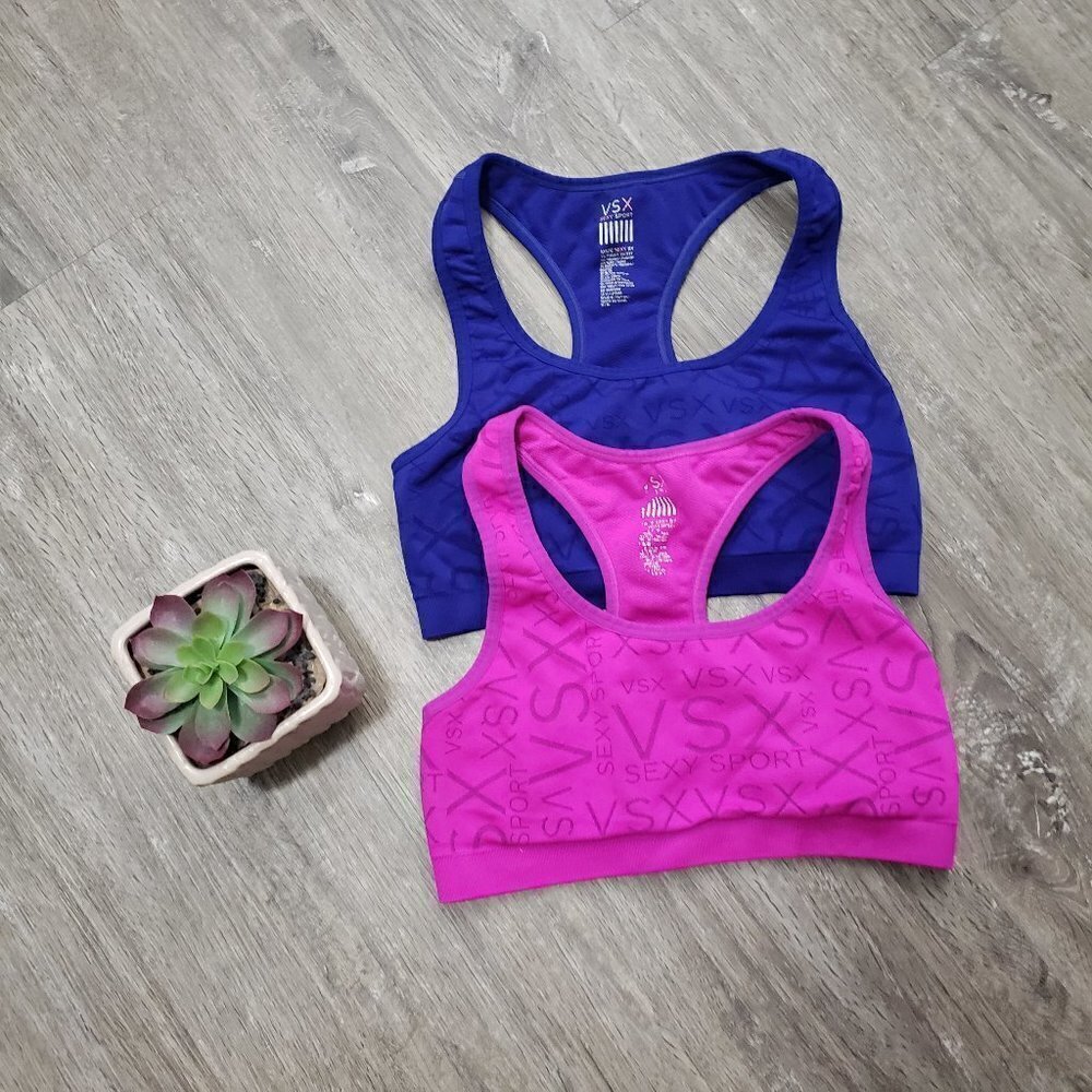 Victoria's Secret VSX Sports Bras Bundle Of Two Sz M Pink Blue